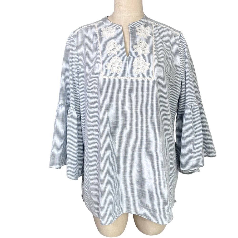Chaps Embroidered Peasant Blouse Boho XXL